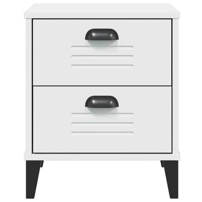 Table de chevet avec deux tiroirs 40 x 35 x 48 cm en bois d'ingénierie blanc DEC034726