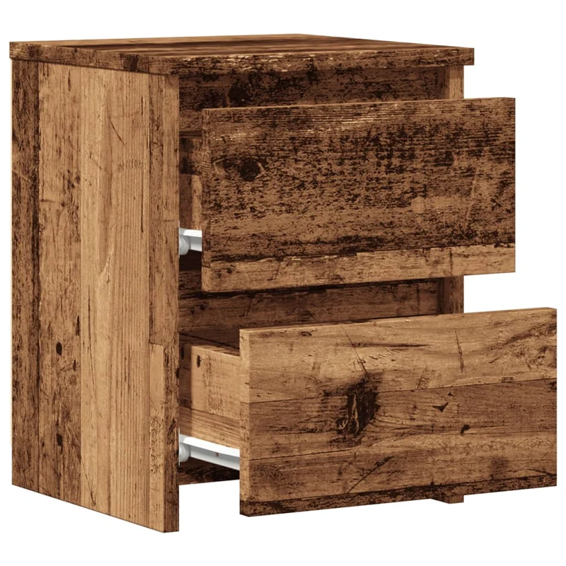 Table de chevet avec deux tiroirs 30 x 30 x 40 cm bois d'ingénierie marron DEC034714
