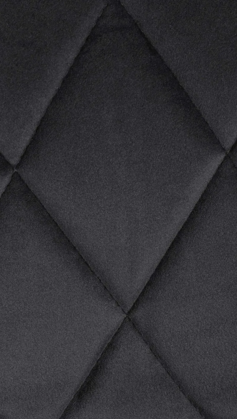 Tabouret de bar en velours noir coutures décoratives pivotant support métal chromé TDB10676
