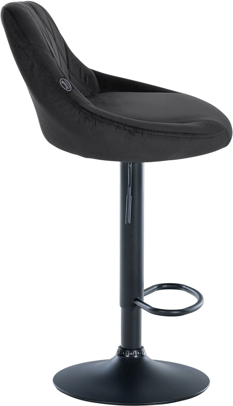Set de 2 tabourets de bar coutures décoratives losanges assise en velours noir et cadre en métal noir TDB10780