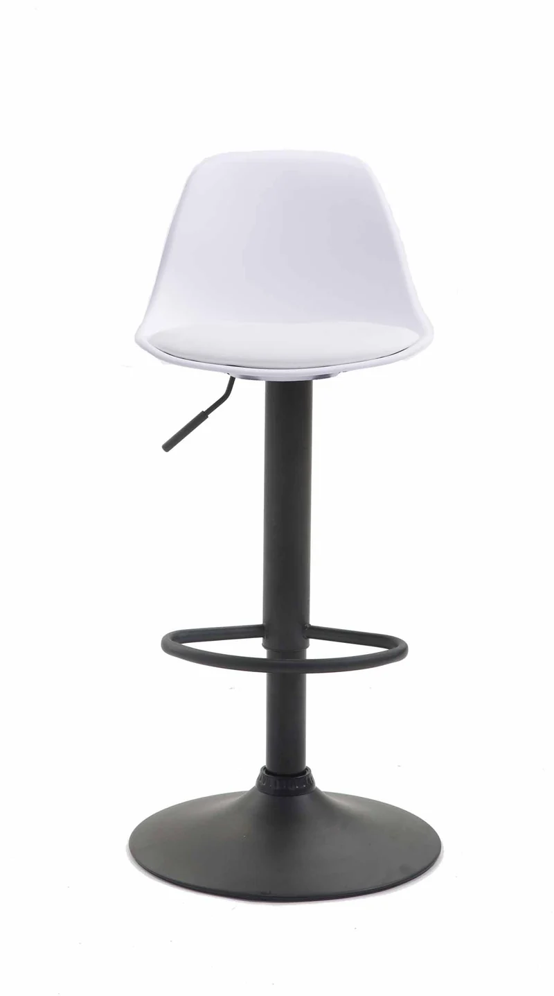 Tabouret de bar avec repose-pieds design moderne synthétique blanc 10_0000302