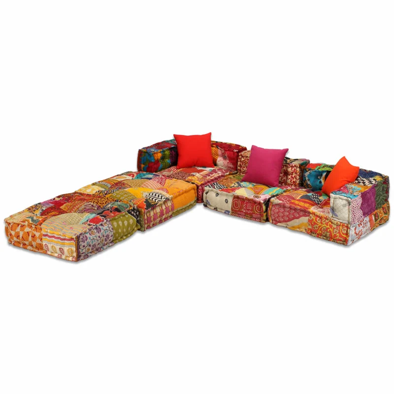 Coussins canapé de sol poufs modulaire chaise longue en tissu 3 places en tissu Patchwork DEC021223