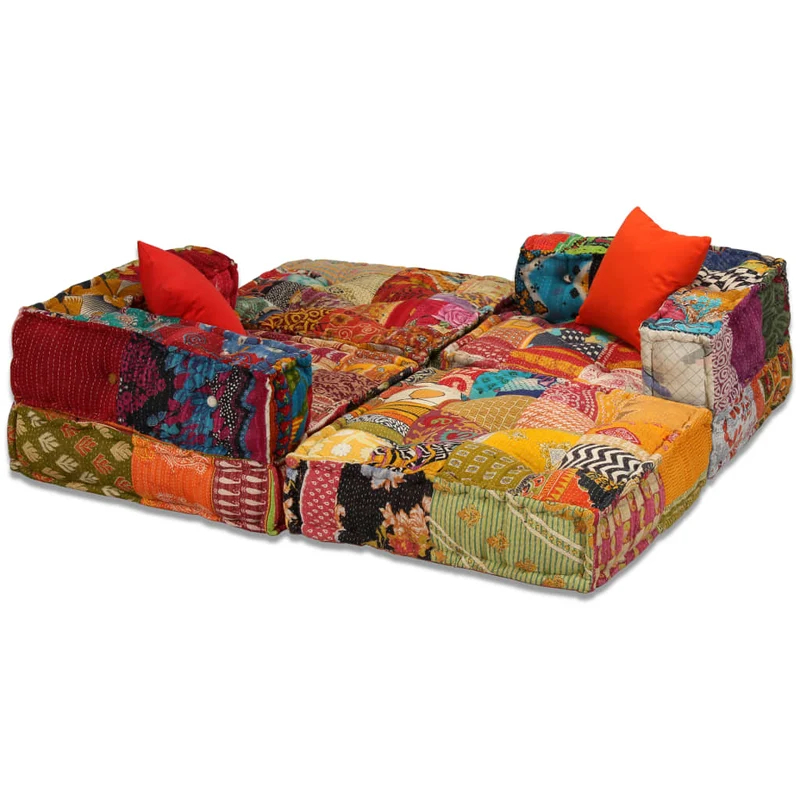 Coussins canapé de sol poufs modulaire chaise longue en tissu 3 places en tissu Patchwork DEC021223