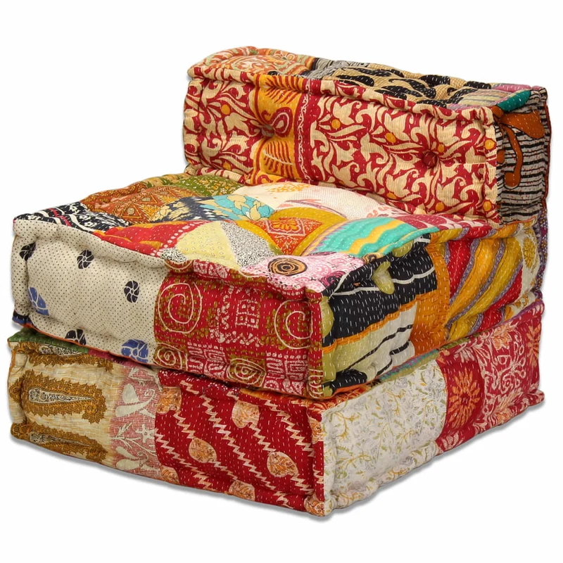 Coussins canapé de sol poufs modulaire chaise longue en tissu 3 places en tissu Patchwork DEC021223