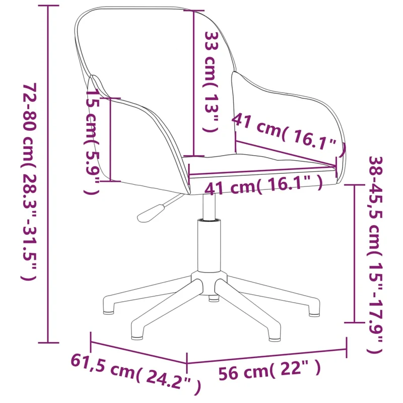Lot de 2 chaises de salle à manger siège pivotant hauteur réglable en velours marron DEC025276
