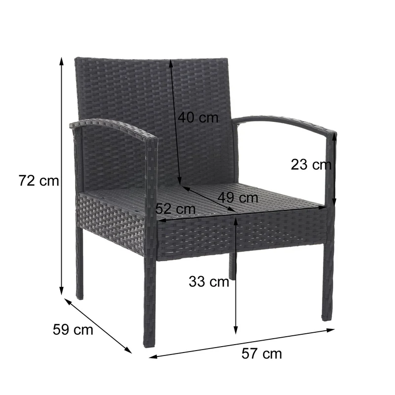 Ensemble pour extérieur balcon/jardin/salon en polyrotin marron coussins gris foncé 04_0004200