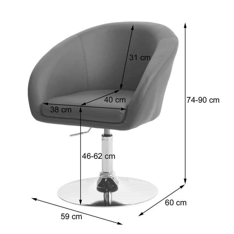 Chaise de salle à manger pivotante hauteur réglable en synthétique gris 04_0002229