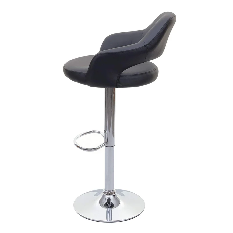 Lot de 2 tabourets de bar avec dossier synthétique gris et noir rotatif et réglable TDB04042