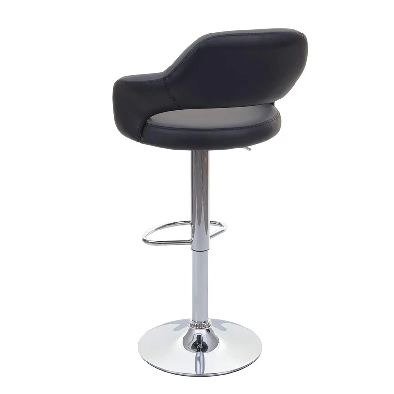 Lot de 2 tabourets de bar avec dossier synthétique gris et noir rotatif et réglable TDB04042