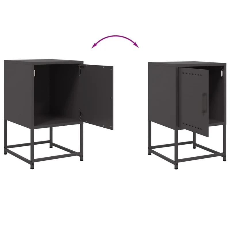 Table de chevet avec compartiment avec porte 36 x 39 x 60,5 cm acier noir DEC034374