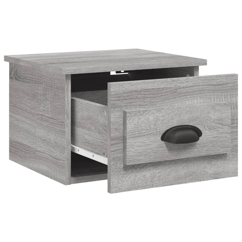 Table de chevet murale avec tiroir 41,5 x 36 x 28 cm bois d'ingénierie gris DEC034330