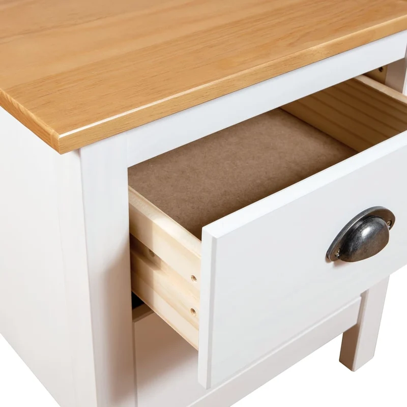 Table de chevet avec deux tiroirs 46 x 35 x 49,5 cm bois de pin blanc DEC034078