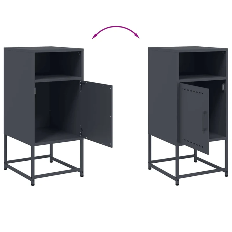 Table de chevet avec compartiment de rangement 36 x 39 x 78 cm acier anthracite DEC033106