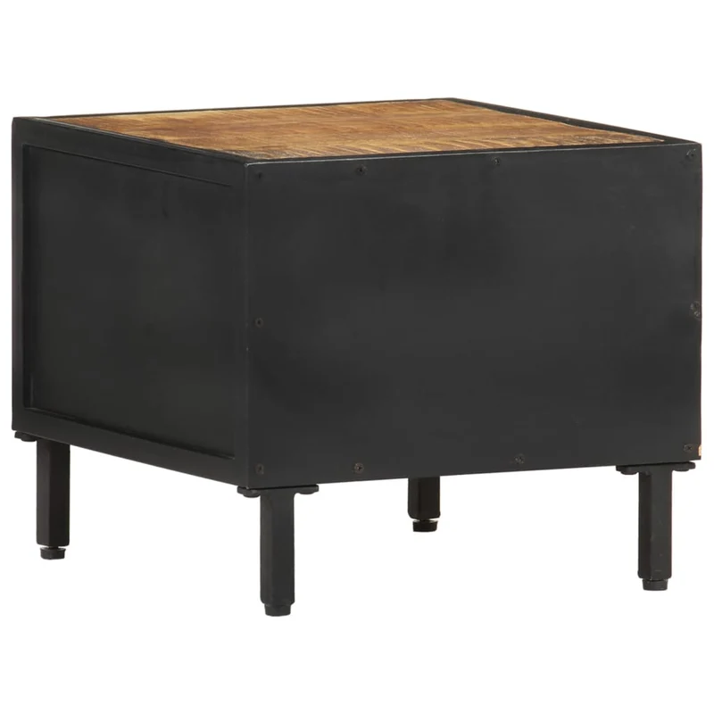 Table de chevet avec tiroir style industriel 40 x 40 x 35 cm bois de manguier et acier DEC033008
