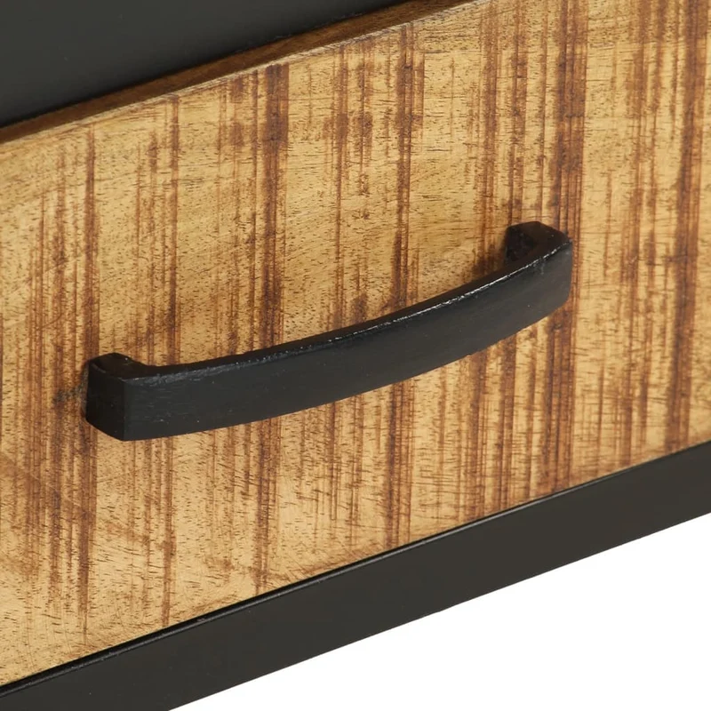 Table de chevet avec tiroir style industriel 40 x 40 x 35 cm bois de manguier et acier DEC033008