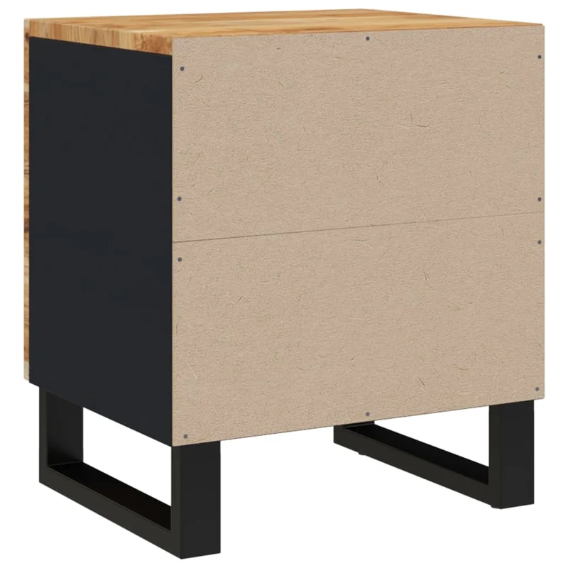 Table de chevet avec compartiment avec porte 40 x 33 x 46 cm bois d'acacia massif et fer noir DEC032956