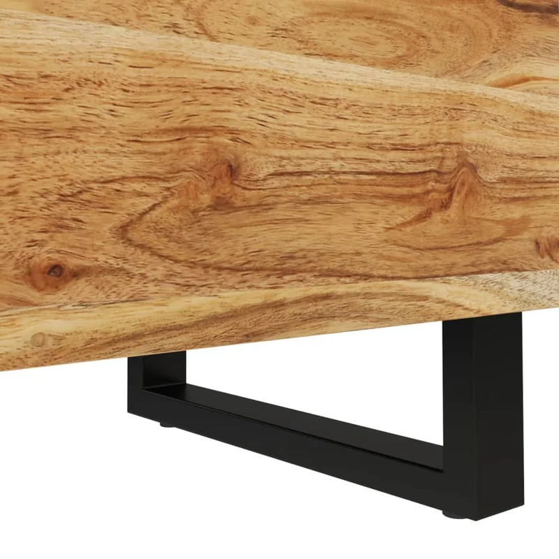 Table de chevet avec compartiment avec porte 40 x 33 x 46 cm bois d'acacia massif et fer noir DEC032956