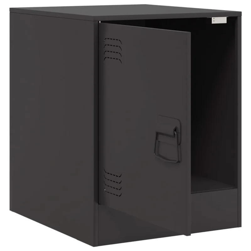 Table de chevet avec compartiment avec porte 34,5 x 39 x 44 cm acier noir DEC034349