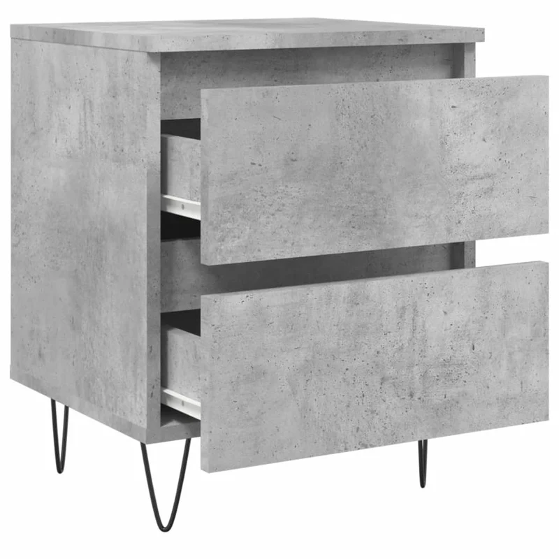 Table de chevet avec deux tiroirs 40 x 35 x 50 cm bois d’ingénierie gris DEC034005