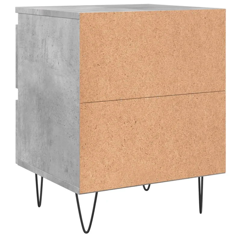 Table de chevet avec deux tiroirs 40 x 35 x 50 cm bois d’ingénierie gris DEC034005