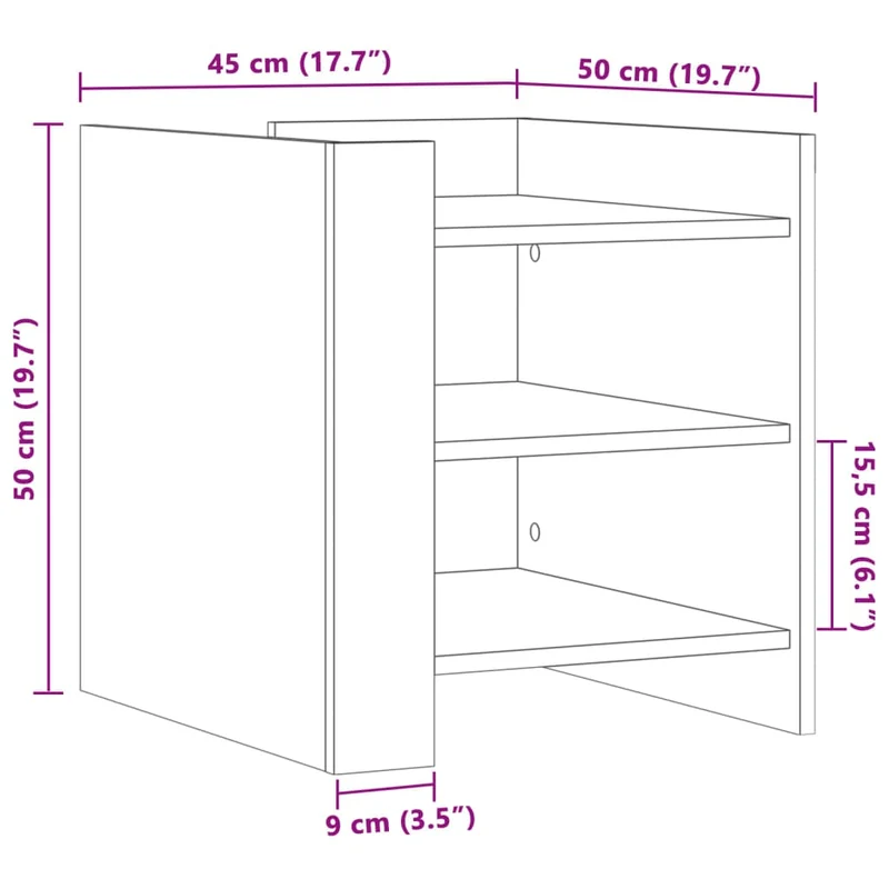 Table de chevet avec étagères 45 x 50 x 50 cm bois d'ingénierie marron DEC033658