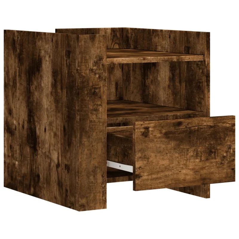 Table de chevet avec étagères et tiroir 45 x 50 x 50 cm bois d'ingénierie marron DEC033657