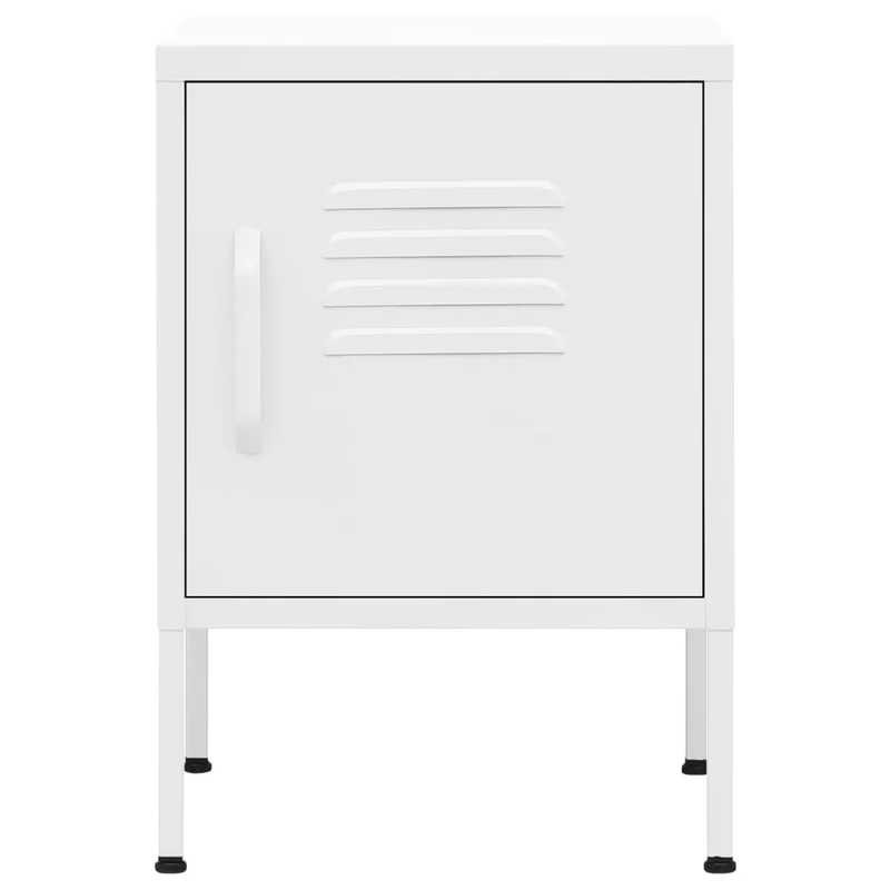 Table de chevet avec compartiment avec porte 35 x 35 x 51 cm acier blanc DEC033301