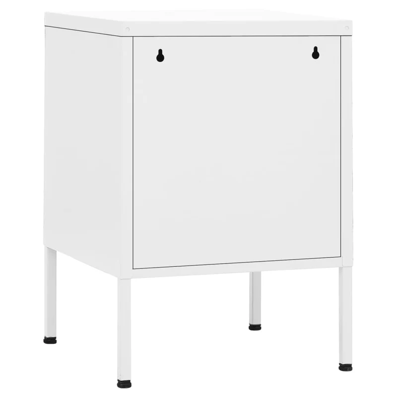 Table de chevet avec compartiment avec porte 35 x 35 x 51 cm acier blanc DEC033301