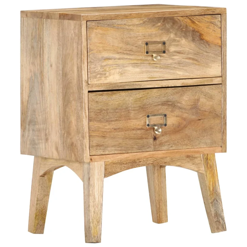 Table de chevet avec deux tiroirs 40 x 35 x 55 cm bois de manguier DEC033004