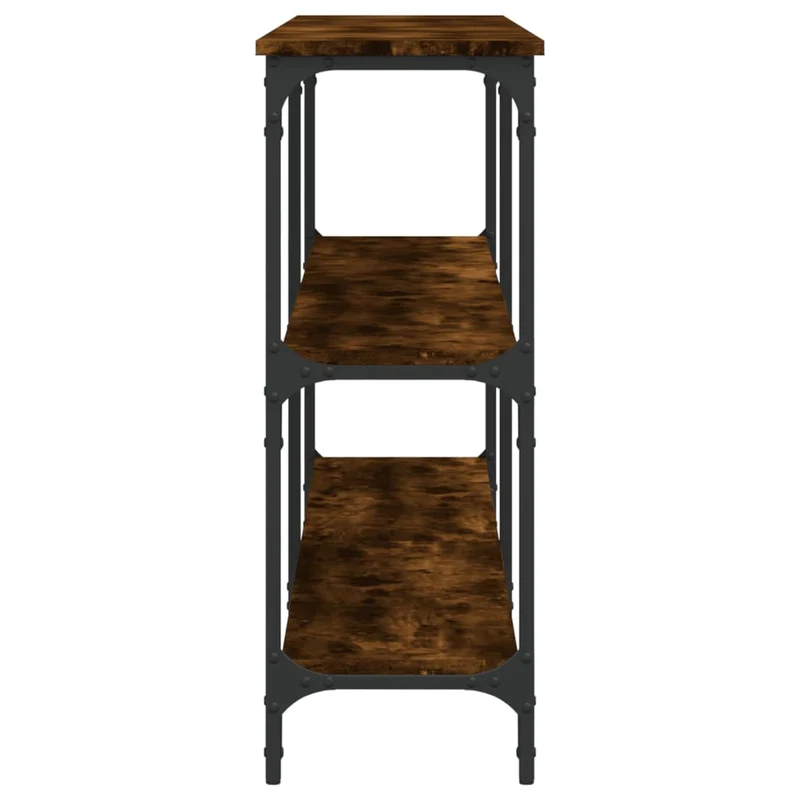 Table console avec étagères design industriel 200 x 29 x 75 cm bois d'ingénierie marron et métal DEC031799
