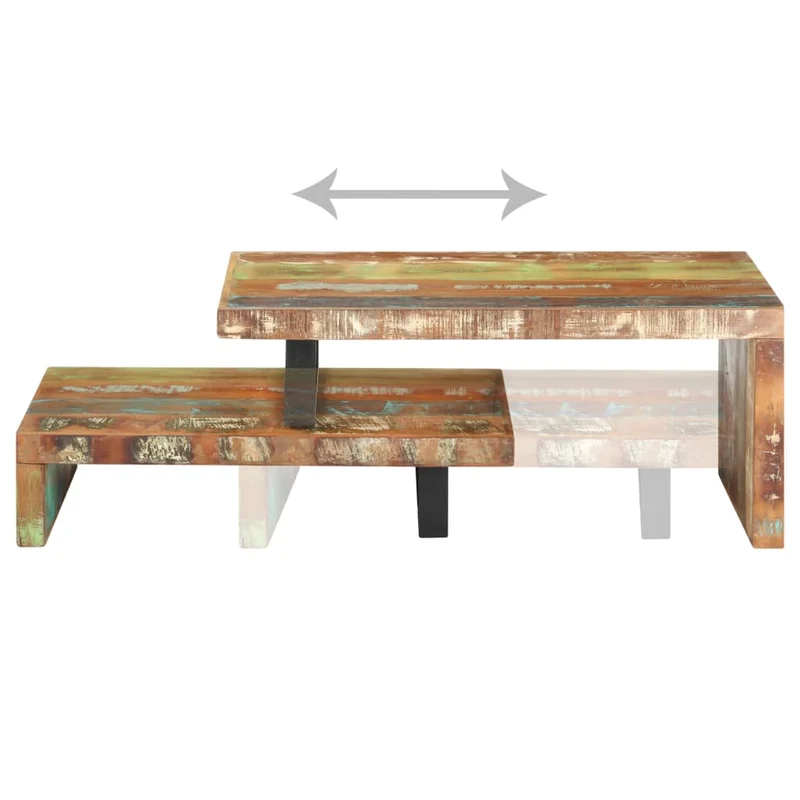 Ensemble de deux tables basse en bois de récupération coloré et fer DEC031239