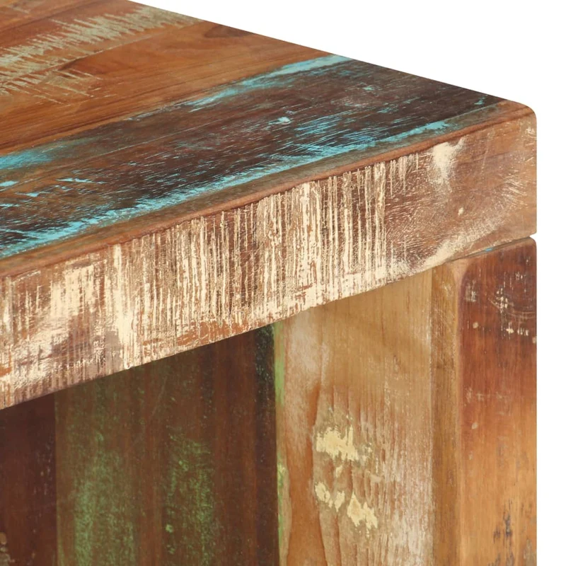 Ensemble de deux tables basse en bois de récupération coloré et fer DEC031239