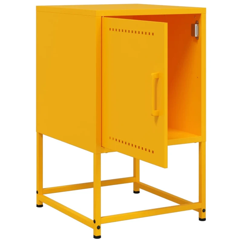 Table de chevet avec compartiment avec porte 36 x 39 x 60,5 cm acier jaune DEC034097