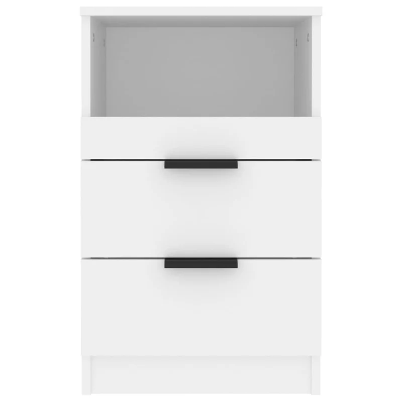 Table de chevet avec deux tiroirs 40 x 36 x 65 cm bois d'ingénierie blanc DEC033432