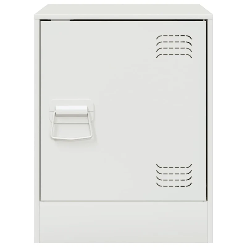 Table de chevet avec compartiment avec porte 34,5 x 39 x 44 cm acier blanc DEC033292