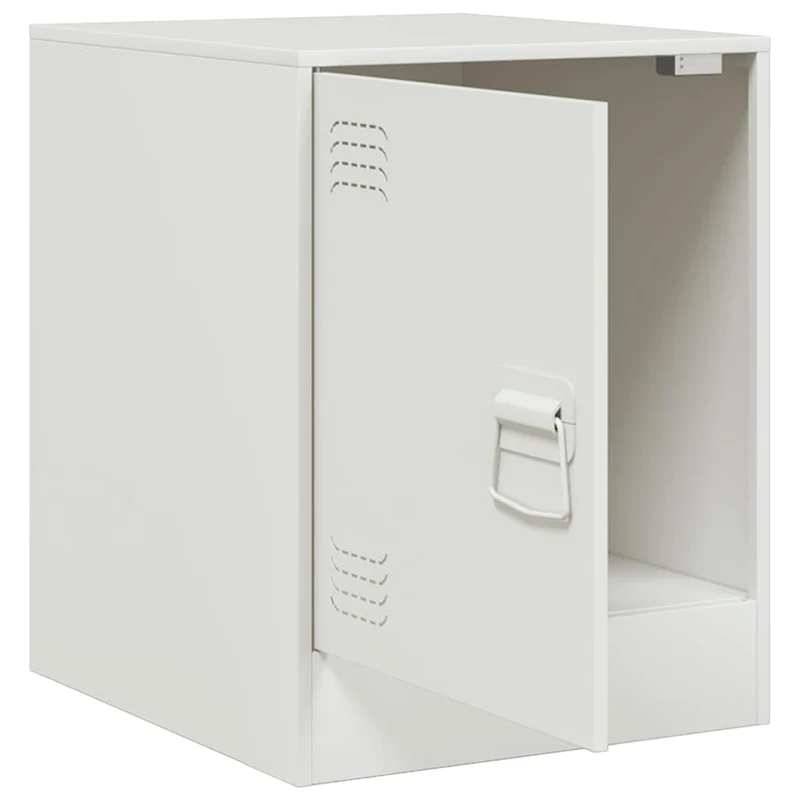 Table de chevet avec compartiment avec porte 34,5 x 39 x 44 cm acier blanc DEC033292