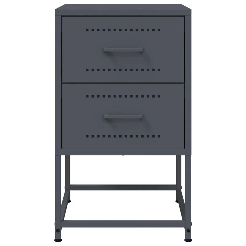 Table de chevet avec deux tiroirs 36 x 39 x 60,5 cm acier anthracite DEC033101