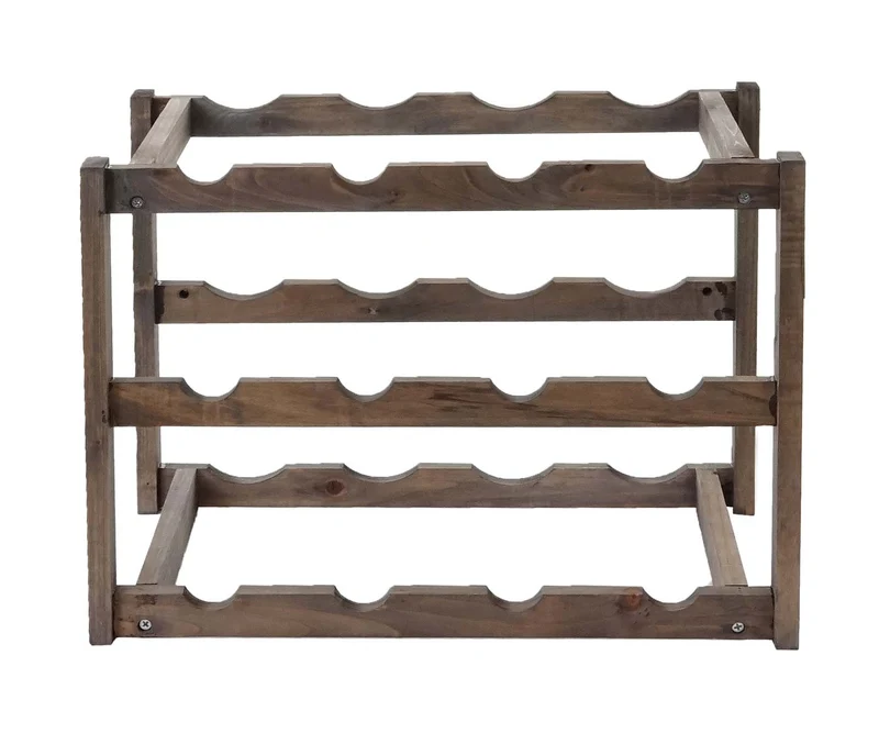 Lot de 3 étagères à vin rangement pour 12 bouteilles par étagères support à vin bois sapin 04_0006204