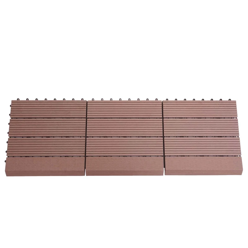 11x dalles carrelage WPC finition aspect bois balcon/terrasse 30 x 30 cm = 1 m² couleur café linéaire horizontal 04_0006195