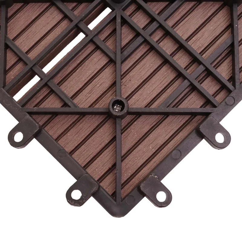 11x dalles carrelage WPC finition aspect bois balcon/terrasse 30 x 30 cm = 1 m² couleur café linéaire horizontal 04_0006195