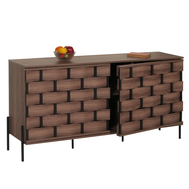 Buffet portes à ouverture par pression Aavec six compartiments de rangement 152x80x40 cm marron 04_0005994