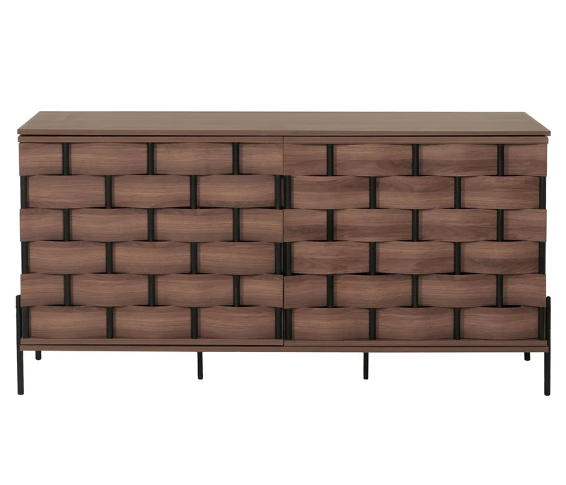 Buffet portes à ouverture par pression Aavec six compartiments de rangement 152x80x40 cm marron 04_0005994