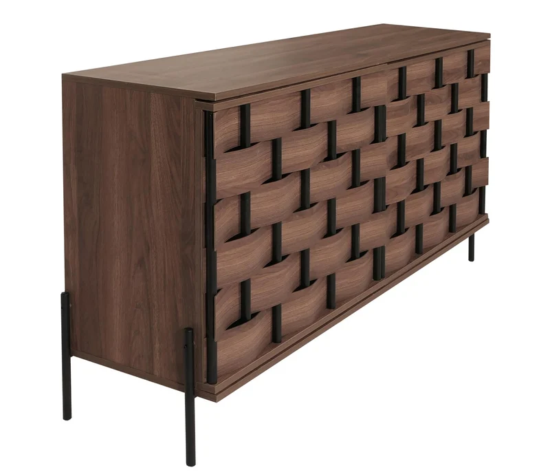 Buffet portes à ouverture par pression Aavec six compartiments de rangement 152x80x40 cm marron 04_0005994