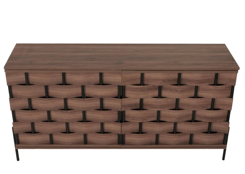 Buffet portes à ouverture par pression Aavec six compartiments de rangement 152x80x40 cm marron 04_0005994
