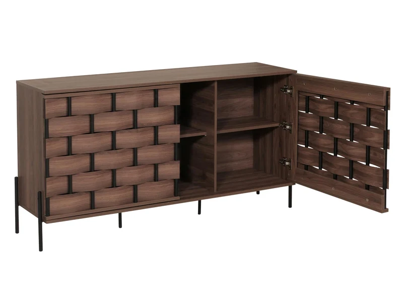 Buffet portes à ouverture par pression Aavec six compartiments de rangement 152x80x40 cm marron 04_0005994