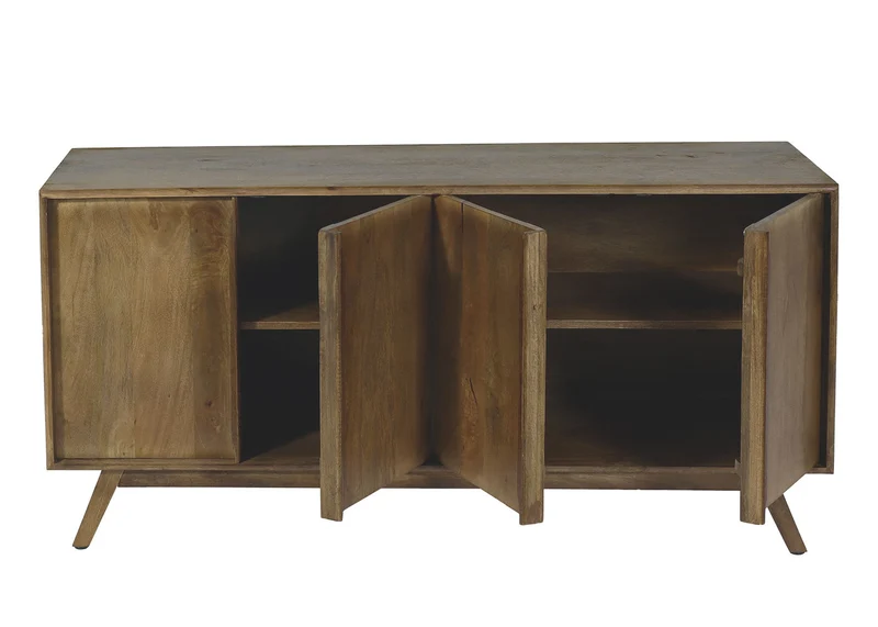 Buffet avec 4 compartiments et 4 étagères en bois de manguier 72x146x43 cm 04_0005991