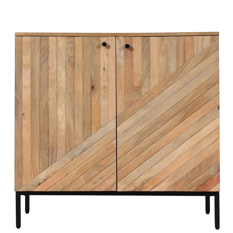 Buffet avec 2 portes et 2 compartiments de rangement bois de manguier 86 x 90 x 43 cm 04_0005976