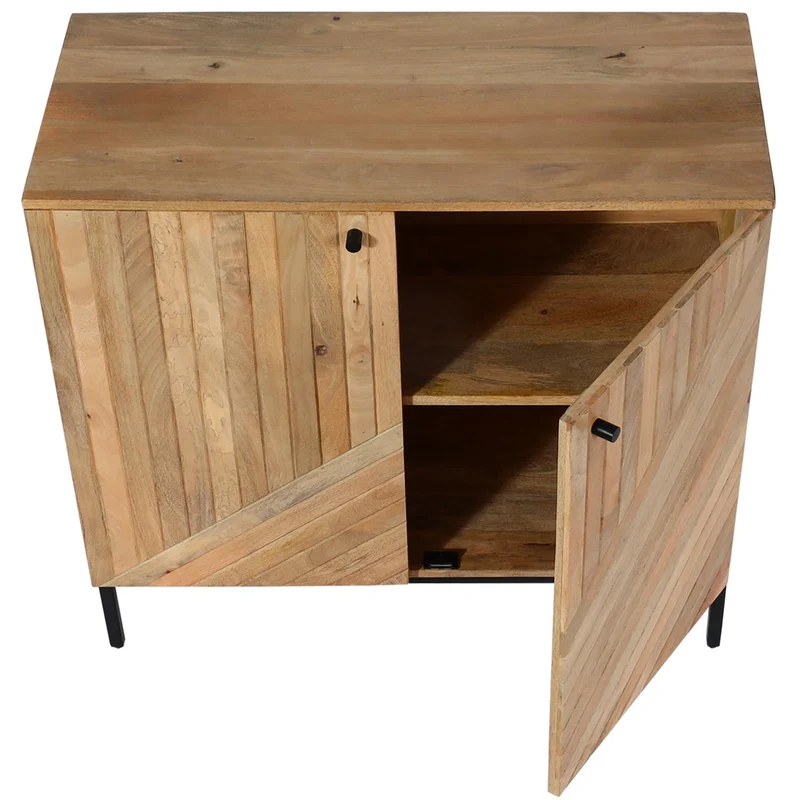 Buffet avec 2 portes et 2 compartiments de rangement bois de manguier 86 x 90 x 43 cm 04_0005976