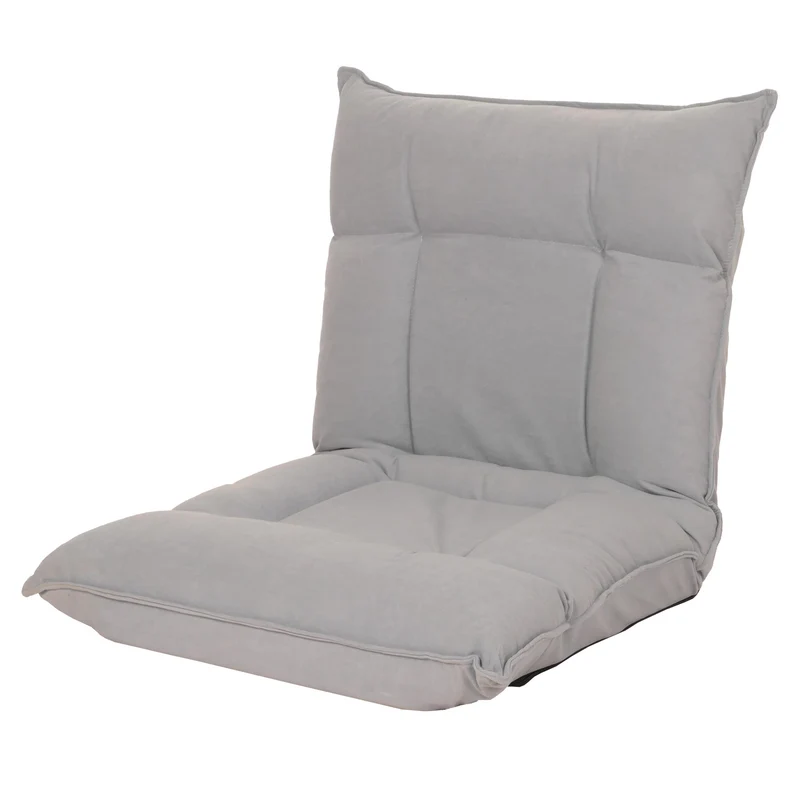 Chaise de sol dossier réglable sur 6 positions de relaxation cadre stable velours gris clair 04_0006367