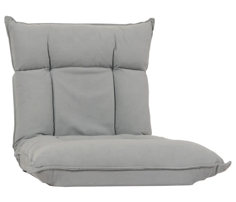Chaise de sol dossier réglable sur 6 positions de relaxation cadre stable velours gris clair 04_0006367